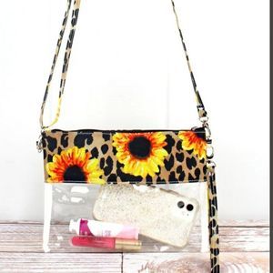 Sunflower and Leopard Print Clear Crossbody Bag